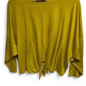 Anthropologie Do Everything In Love Women's Tie Blouse One Size Chartreuse